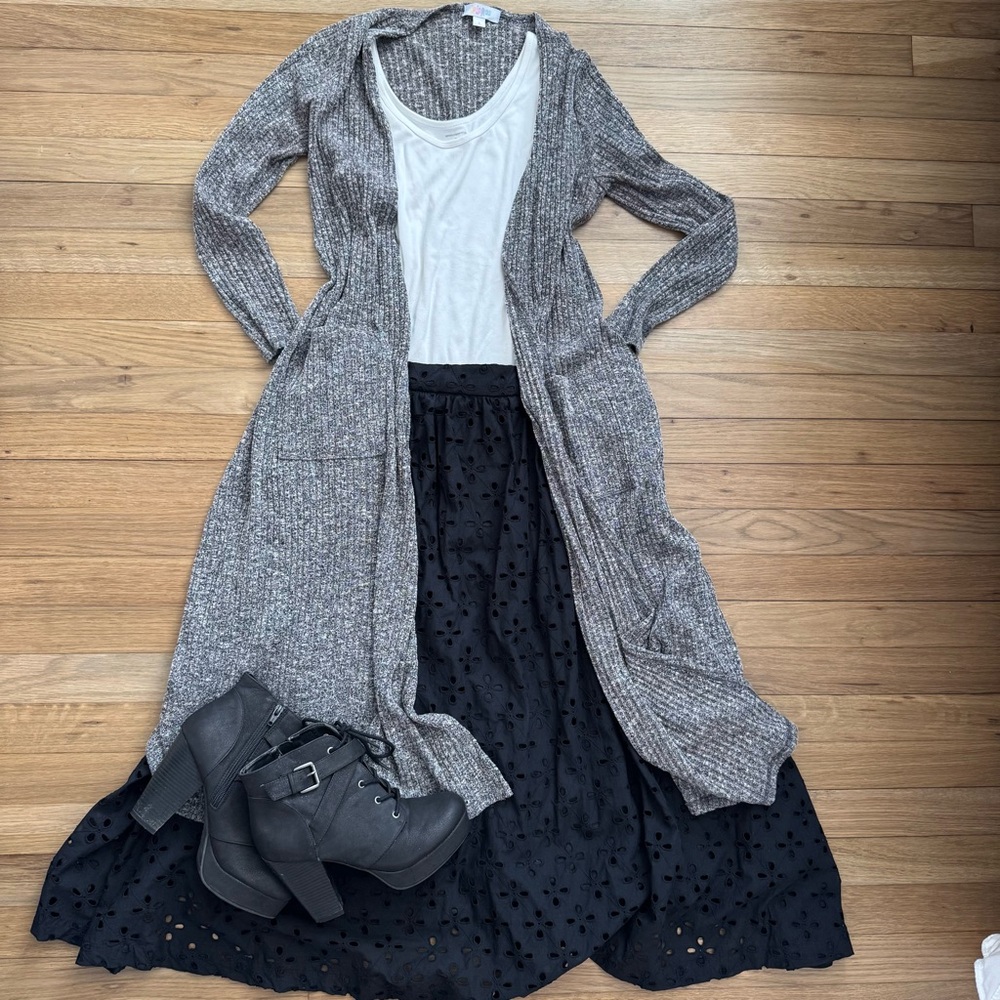 Lularoe Sarah Gray Long Cardigan